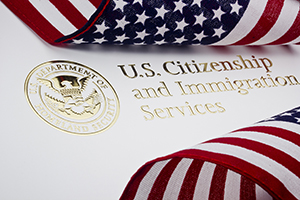 U.S. Department of Homeland Security Logo US Department of Security Crest surrounded by American flags