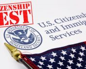 immigration citizenship test and American Flag