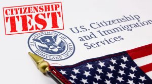 immigration citizenship test and American Flag