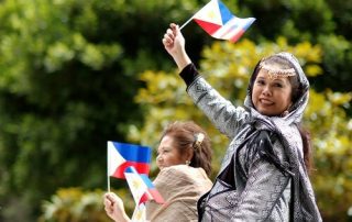 Filipina women in a parade