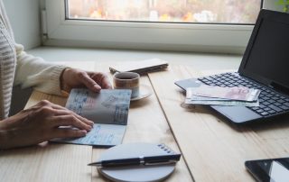 woman preparing a passport and visa